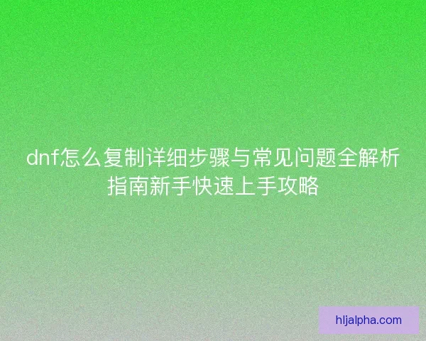 dnf怎么复制详细步骤与常见问题全解析指南新手快速上手攻略